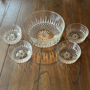 Vintage Arcoroc France ‘Diamant’ Glass Salad Bowls- 5 piece set